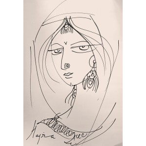 Hajra Mansoor, 14 x 21 inch, Marker on paper, Figurative Painting, AC-HM-059